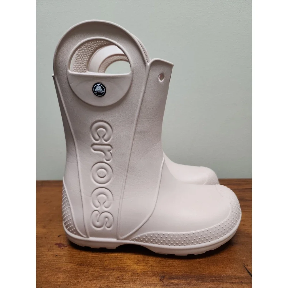 Crocs Kids' Handle It Rain Boots, US Size J3, Light Pink, Mid Calf